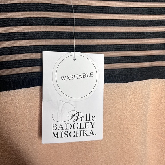 Nwt Belle by Badgley Mischka Cream Black Short Sleeve Dress Sz 14! - Picture 4 of 10